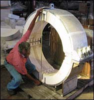 Quality Control check on 58" high temperature rotational and axial stop insulated supports (click to view larger image).