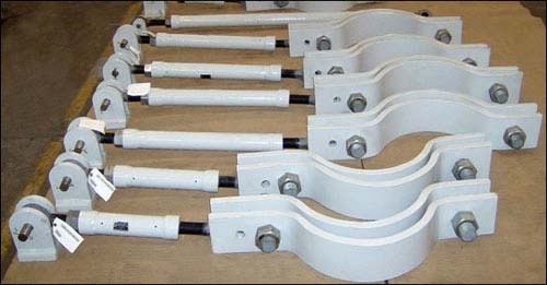 Sway Strut Assemblies with Custom Designed 3-Bolt Pipe Clamps Sway Strut Assemblies with Custom Designed 3-Bolt Pipe Clamps