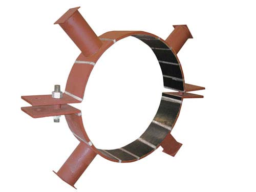 54" carbon steel riser clamps for FRP pipe.
