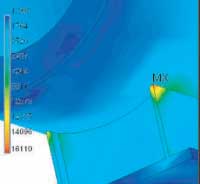 FEA in detail at the maximum stress