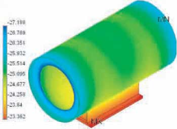 FEA on shell-base assembly for 6 inch pipe shoe